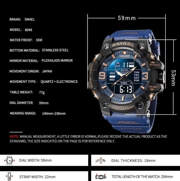 SMAEL Men's Military Sports Digital Watch Waterproof LED Date Alarm & wallet - Picture 5 of 8